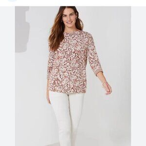 J Jill Butterfly Printed Boatneck Sweater, M Petite